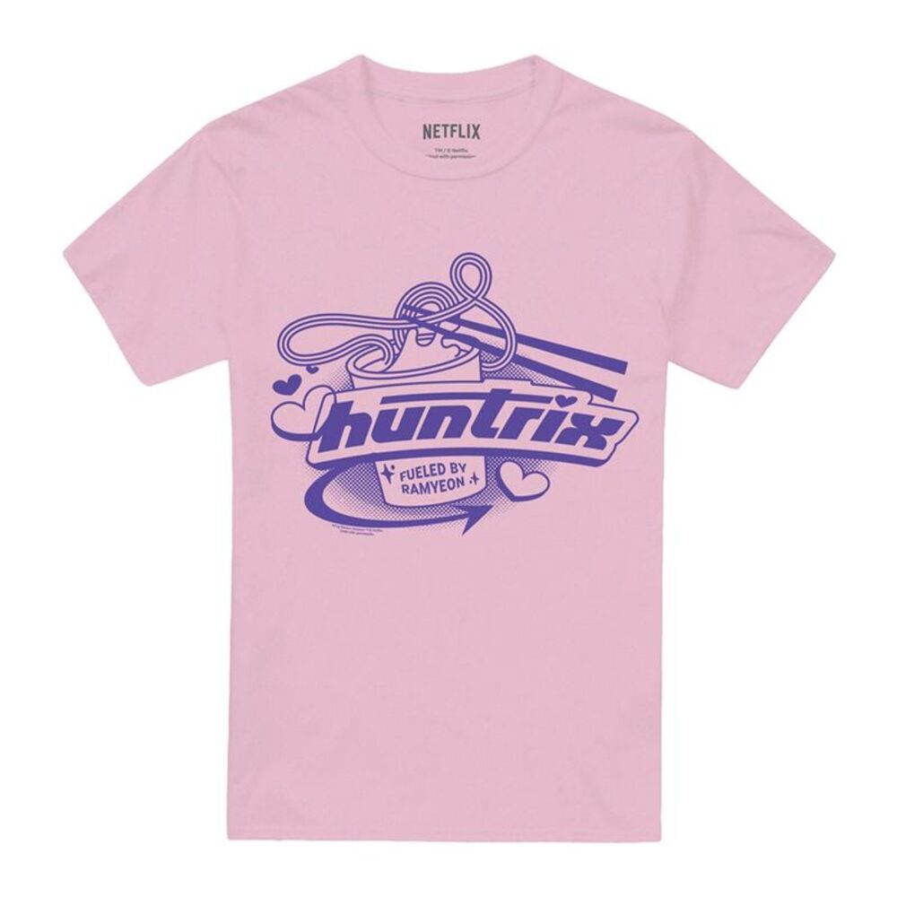 K-Pop Demon Hunters Unisex Adult Huntrix Fueled By Ramyeon T-Shirt / Pink